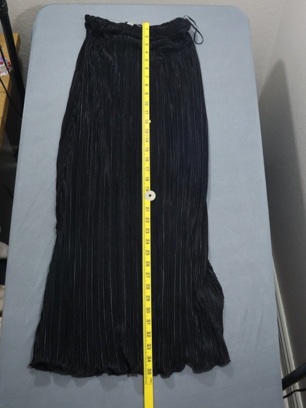 Urban Outfitters Pleated Maxi Skirt XS Black Plisse Elastic Waist Long